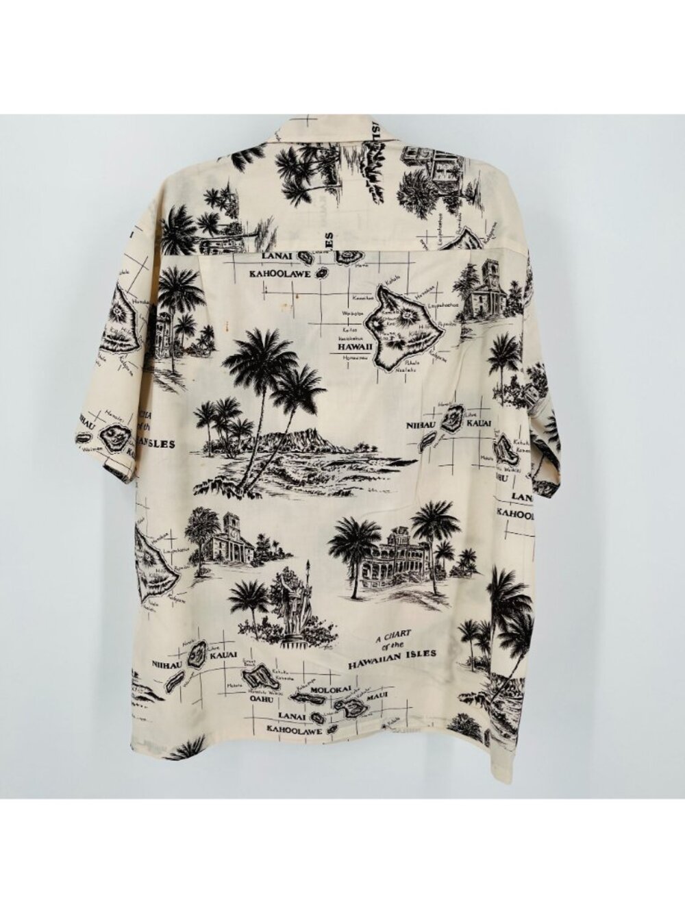 Hawiian Island Button Down Mens Short Sleeve Shirt Size XL Map - Picture 10 of 12